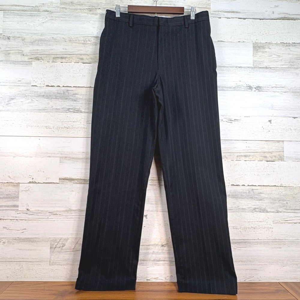 Nick Graham Nick(it) Mens Black Pinstripe Dress‎ Pants 34x31.5  Business